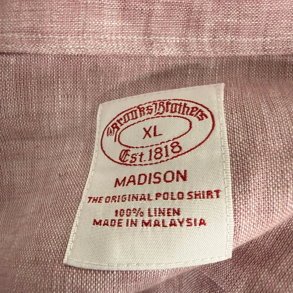 Brooks Brothers Madison Mens XL Pre-Owned Shirt Pink Baird McNutt Irish Linen - Picture 3 of 10